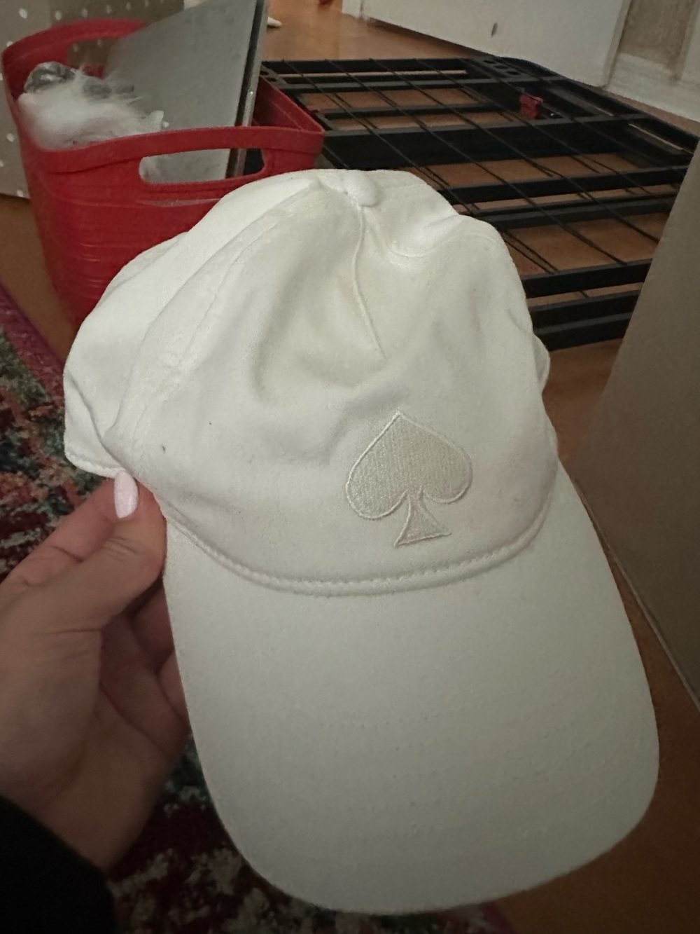 KATE SPADE White Cotton Baseball Cap with Branded Tag